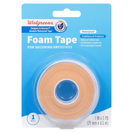 Walgreens Waterproof Foam Tape 1 in x 5 YD5.0yd
