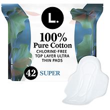 L. Pads with Wings, Chlorine Free, Ultra Thin, Extra Long Overnight - 36 pads