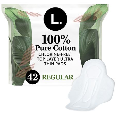 L. Chlorine Free Ultra Thin Regular Absorbency Pads with Wings 28 Count