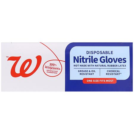 Walgreens Disposable Nitrile Gloves One Size Fits Most Blue