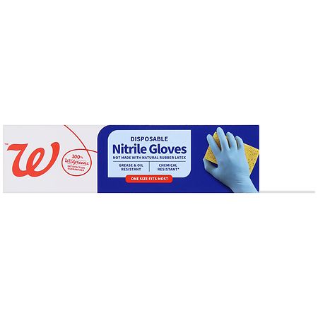Walgreens Disposable Nitrile Gloves One Size Fits Most Blue