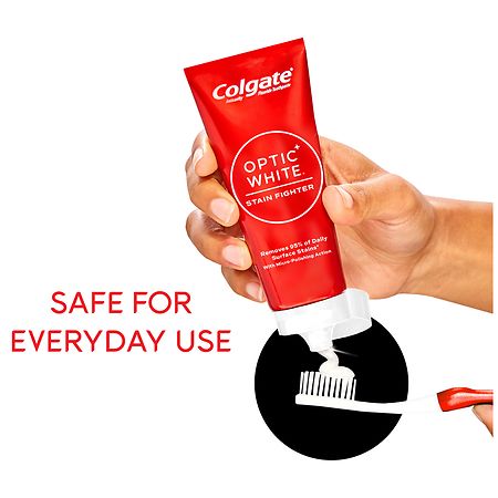 Colgate Optic White Stain Fighter Stain Removal Toothpaste, Clean Mint Clean Mint Paste