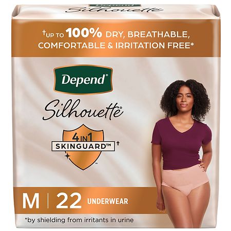 Depend Adult Incontinence/Postpartum Underwear for Women, Max Absorbency  Medium (22 ct) Pink