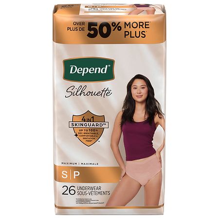 Depend Silhouette Maximum Absorbency S/M Modern Rise Incontinence