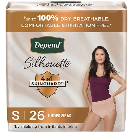 Depend Adult Incontinence/ Postpartum Underwear for Women, Max Absorbency S (26 ct) Pink