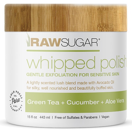 Raw Sugar Sensitive Skin Whipped Body Polish Green Tea + Cucumber + Aloe Vera