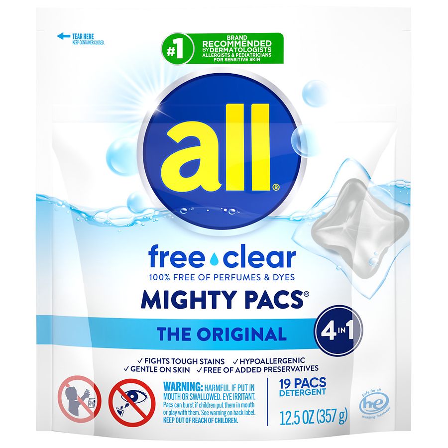 all Mighty Pacs Laundry Detergent Free Clear