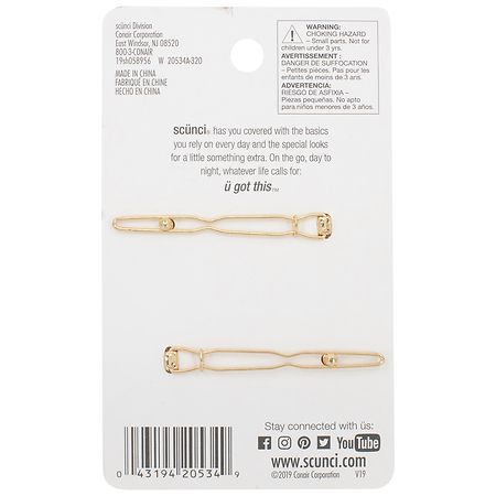 Scunci Real Style Decorative Trend Alert! Hair Pins, Metallic Gold, 4 –  Vitabox