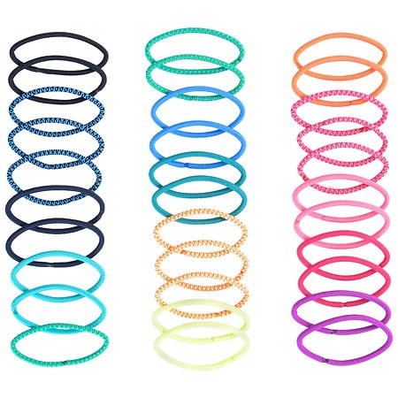 Scunci No Damage Medium-Hold Elastic Hair Bands Bright Colors