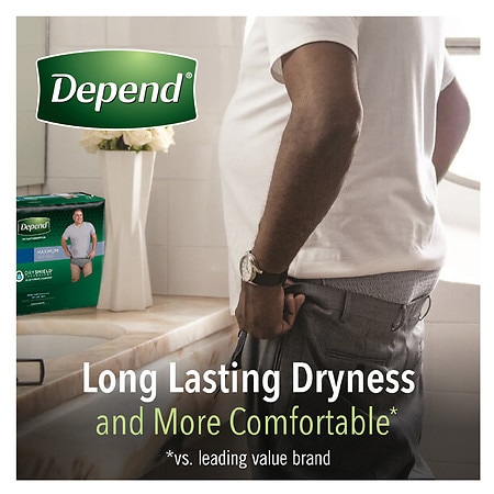 Depend Adult Incontinence Underwear for Men, Disposable, Maximum Extra Large  Grey