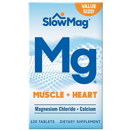 SlowMag MG Muscle + Heart Magnesium Chloride + Calcium Supplement Tablets