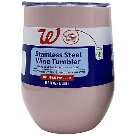 Walgreens Stainless Steel Insulated Wine Tumbler Pink