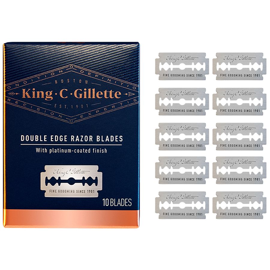 King C. Gillette Safety Razor with Chrome Plated Handle and 5 Platinum  Coated Double Edge Safety Razor Blade Refills