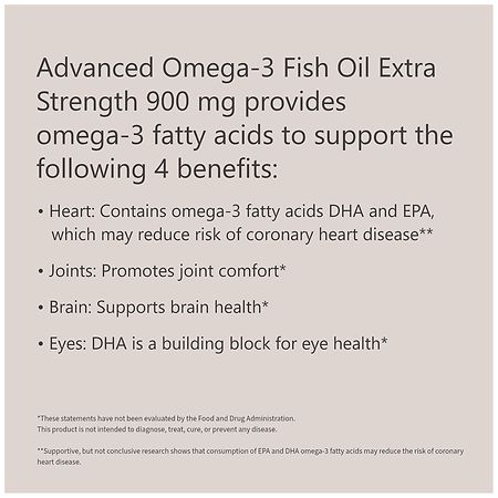 Walgreens Extra Strength Advanced Omega 3 Fish Oil 900 mg Softgels