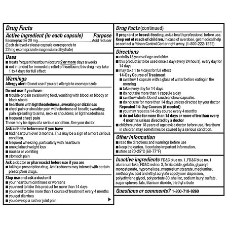 Walgreens Acid Reducer, Esomeprazole Magnesium Delayed-Release Mini Capsules, 20 mg