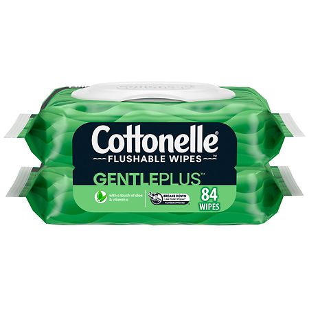 Cottonelle GentlePlus Flushable Wet Wipes, Aloe & Vitamin E, Flip-Top Packs