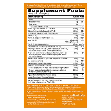 Emergen-C Citrus-Ginger Fizzy Drink Mix, Immune Support Turmeric, Ginger