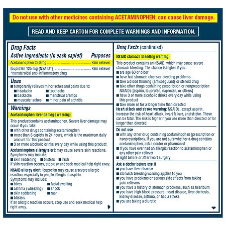 Advil Dual Action Combination Ibuprofen and Acetaminophen For 8 Hours Of Pain Relief