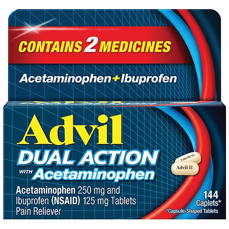 Advil Dual Action Combination Ibuprofen and Acetaminophen For 8 Hours Of Pain Relief