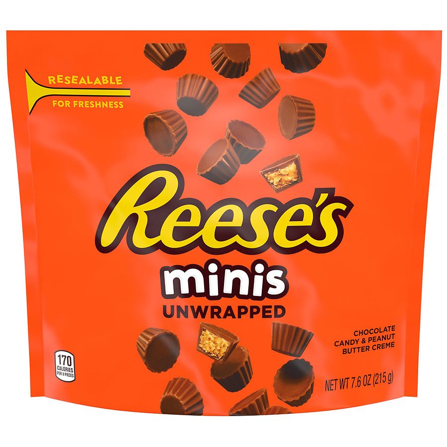 REESE'S Chocolate Candy & Peanut Butter Creme Minis, Unwrapped