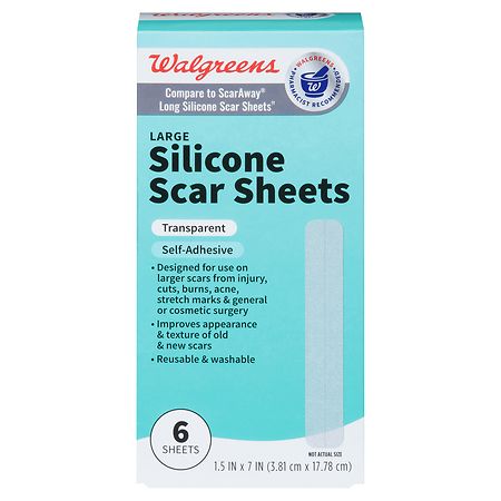 Walgreens Large Silicone Scar Sheets Odorless, Transparent, Transparent