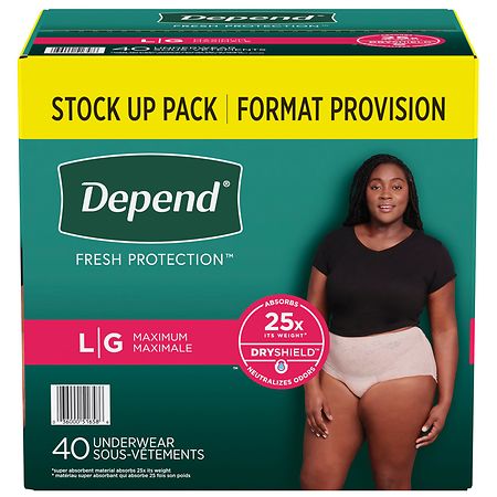 Always Adult Incontinence Underwear for Women and Postpartum Underwear, XL,  Up to 100% Bladder Leak Protection, 26 CT, - 26 ea