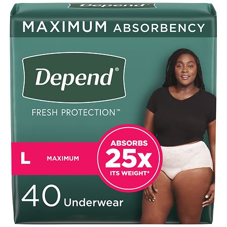 Depend Adult Incontinence Underwear for Women, Disposable L (40 ct) Blush