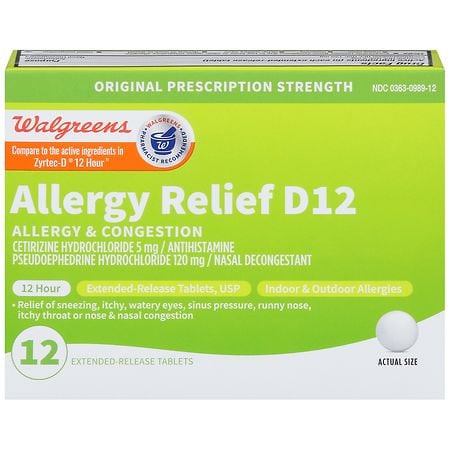 Walgreens Allergy Relief D12 Allergy and Congestion Tablets