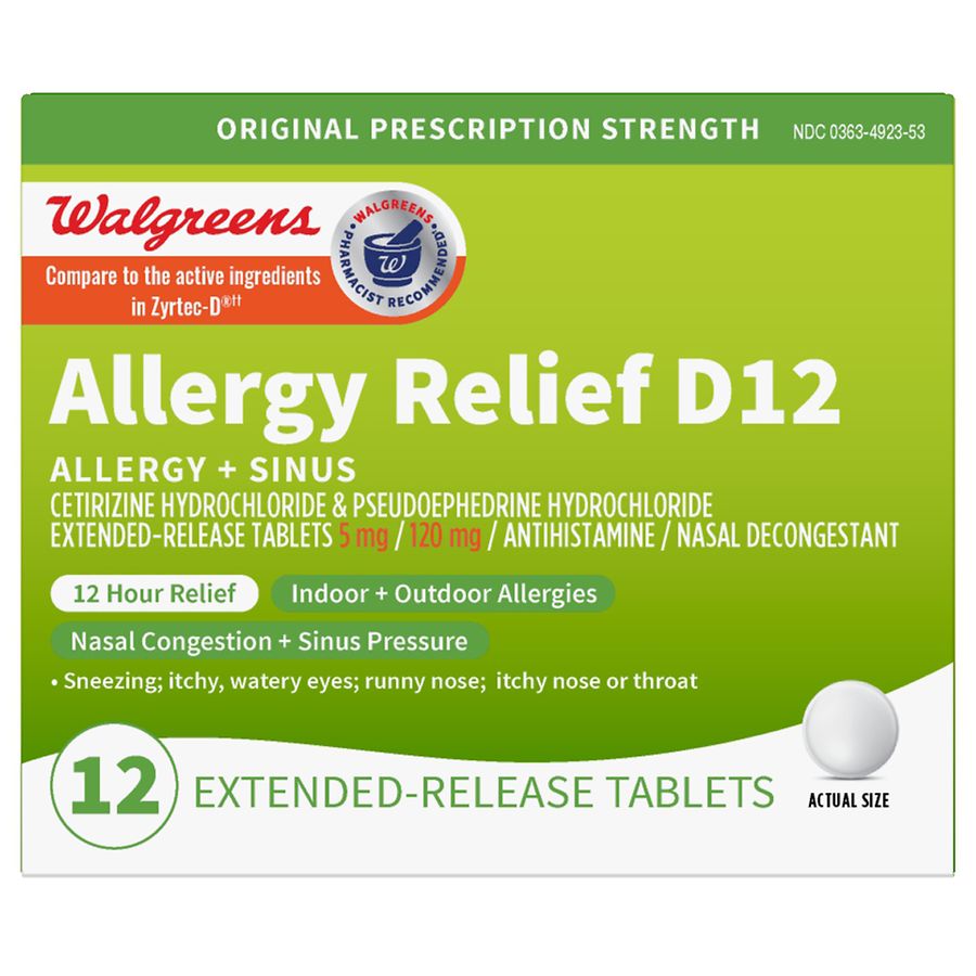 Walgreens Allergy Relief D12 Allergy and Congestion Tablets | Walgreens