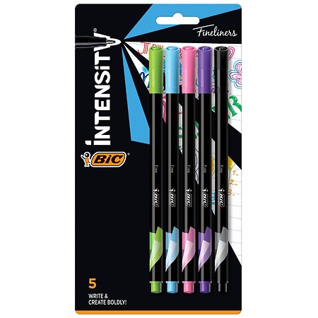 Bic Color Collection Intensity Fineliner Marker Pens, Fine (0.4 mm), Assorted - 5 piece