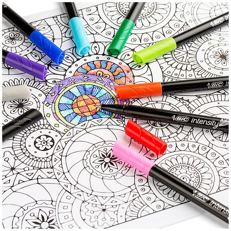 BIC - Intensity Fineliner Felt Pen, Fine Point (0.4 mm), Assorted Colors -  6 Ct/ each - 12 Pack