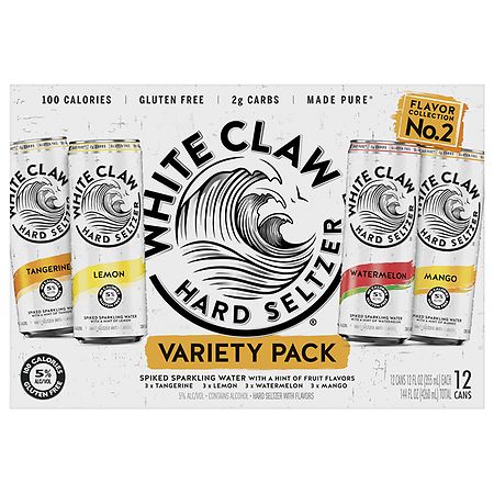 White Claw Hard Seltzer Variety Pack No. 2 Watermelon, Tangerine, Mango, Lemon