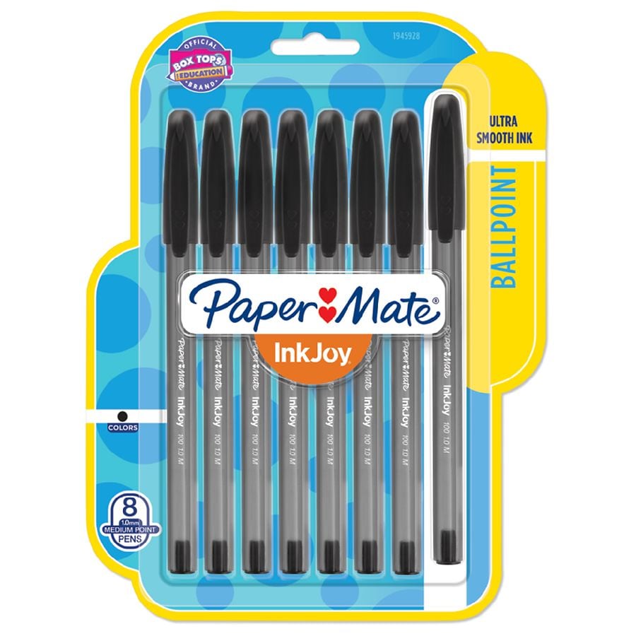 Paper Mate InkJoy Medium Ballpoint Pens, Black - 8 count