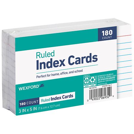 Color Ruled White Index Cards 180 Sheets — A Lot Mall