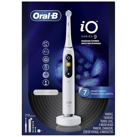 Oral-B iO iO Series 9 Electric Toothbrush with 4 Brush Heads White Alabaster