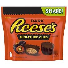 Reese's Miniatures Peanut Butter Cups, Candy, Share Pack Dark Chocolate 