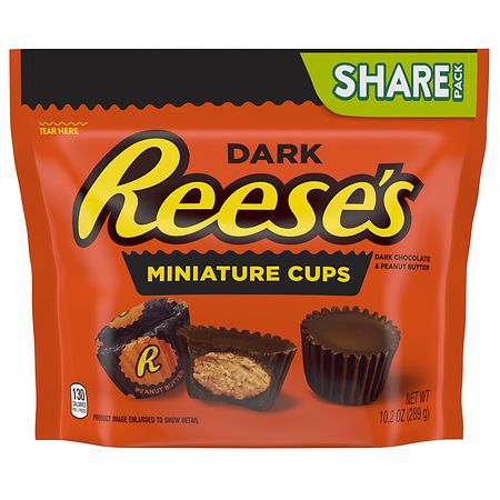 Reese's Miniature Cups, Dark Chocolate & Peanut Butter, Share Pack - 10.2 oz