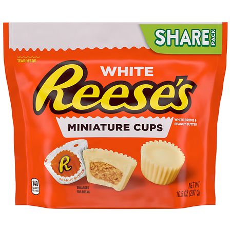 Reese's Miniatures Peanut Butter Cups, Candy, Share Pack White Creme