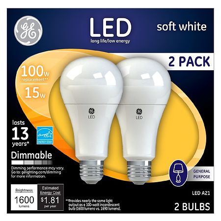 GE 100W Replacement Led Light Bulb Gen Purpose A21 Soft White