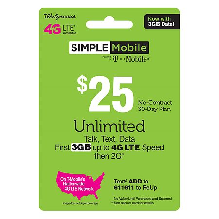 Simple Mobile Prepaid Wireless Airtime Card $25