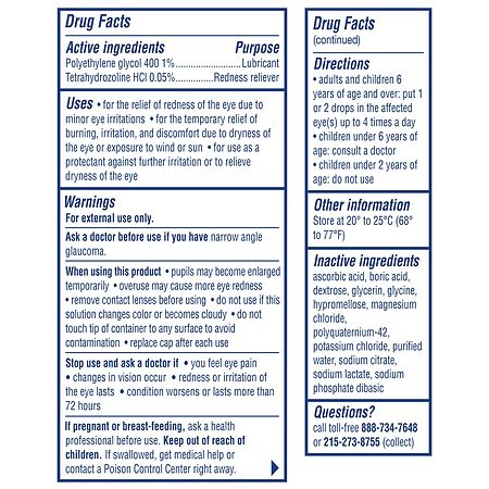 Visine Red Eye Hydrating Comfort Lubricating Eye Drops