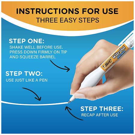 3pack, 7ml, White Out Liquid Pen Multi-Purpose Whiteout With Metal Tip For  School, Office & Home