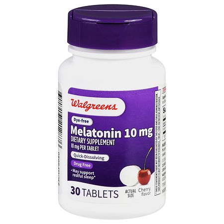 Walgreens Dye-Free Melatonin 10 mg Tablets Cherry