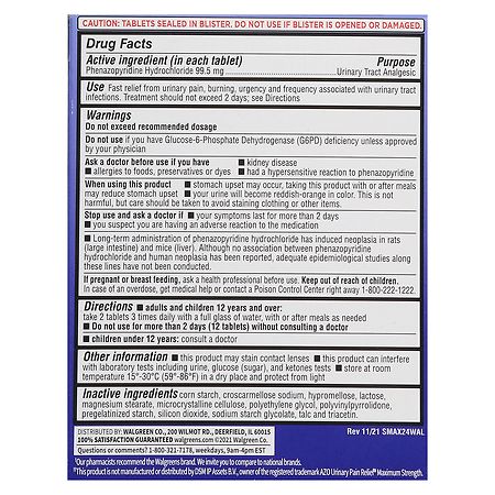 Walgreens Urinary Pain Relief Maximum Strength