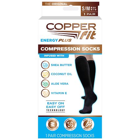 Copper Fit Compression Hydrating Socks Small/Medium Black