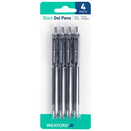 Wexford Black Retractable Gel Pens - 4 ct