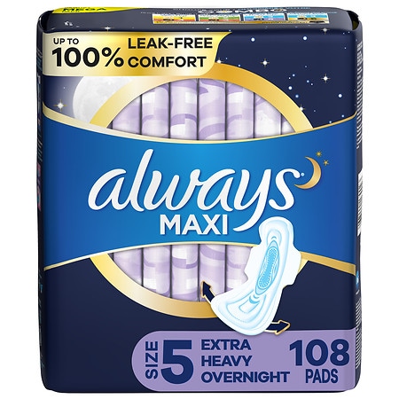 Always Infinity Pads, Extra Heavy Overnight, with Wings Unscented, Size 5