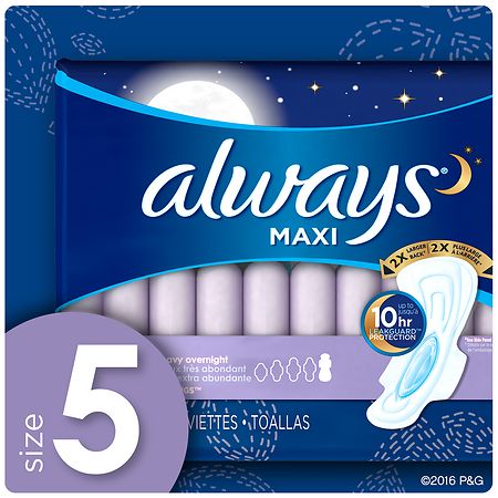 Always Maxi Size 5 Extra Heavy Overnight Pads With Wings Unscented 27 for  sale online