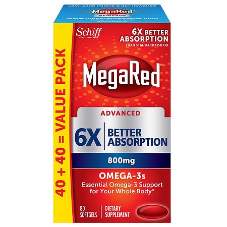 MegaRed Advanced 6X Absorption Softgels, Omega-3 Fish Oil Supplement