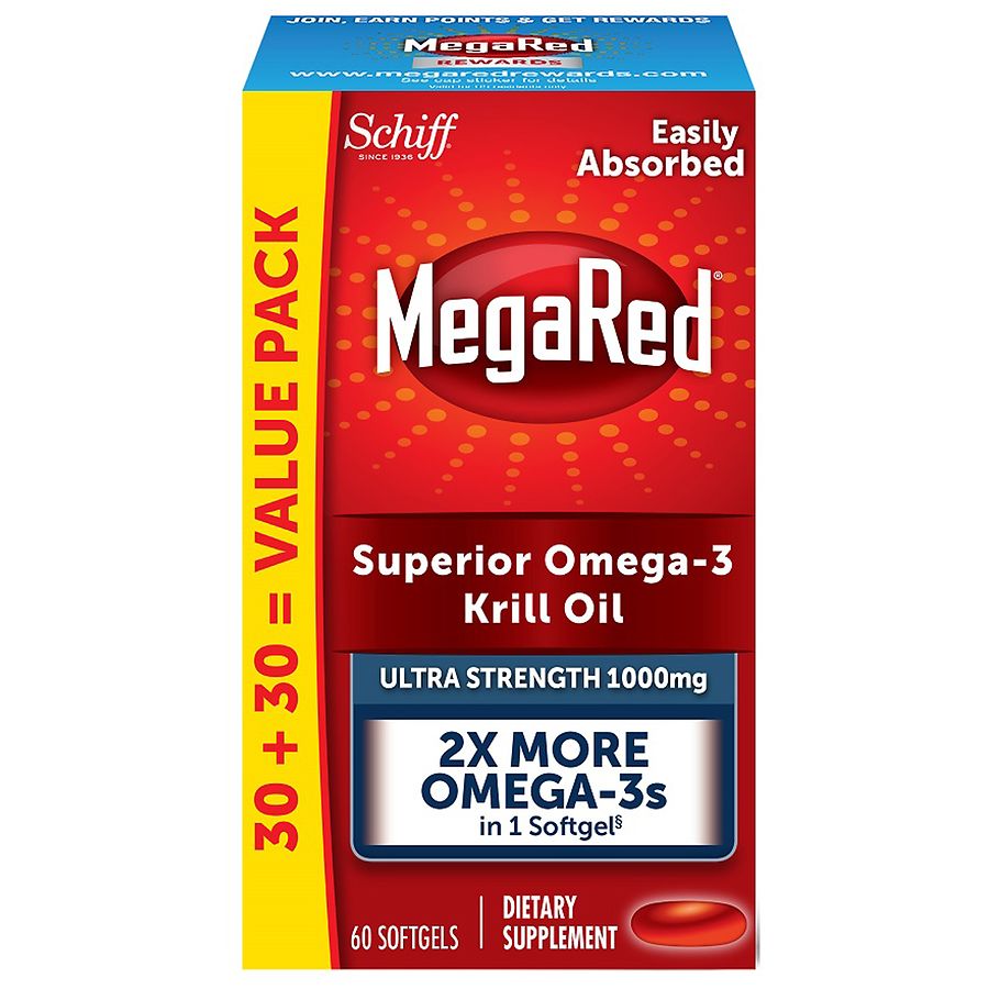 MegaRed Ultra Strength Softgels Omega 3 Krill Oil Supplement